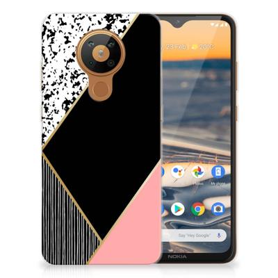 Nokia 5.3 | TPU Hoesje | Zwart Roze Vormen