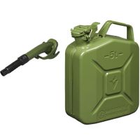 Metalen jerrycan legergroen voor brandstof 5 liter incl. schenktuit - thumbnail