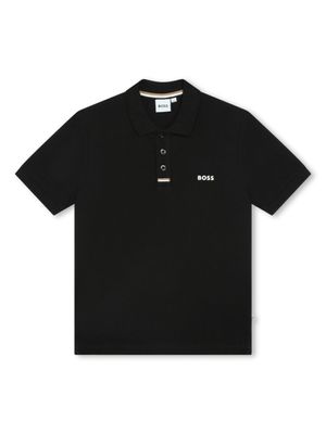 BOSS Kidswear polo en coton stretch à logo imprimé - Noir