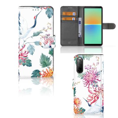 Sony Xperia 10 IV | Telefoonhoesje | Met pasjeshouder | Bird Flowers