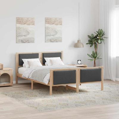 Bedframe met hoofdeinde Donkergrijs 140 x 190 cm Stof Bedframe met hoofdeinde Donkergrijs 140 x 190 cm Stof