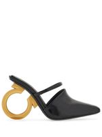 Ferragamo mules Elina en cuir à talon biseauté 70 mm - Noir