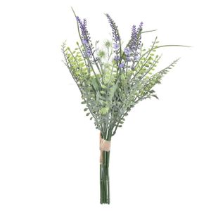 Lavendel kunstbloemen - bosje met stelen van paarse bloemetjes - 14 x 42 cm