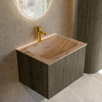 Badmeubel Mondiaz Kurve-Dlux | 60 cm | Meubelkleur Shadow | Wastafelkleur Arena | Solid surface | Wasbak midden spoelbak | 1 kraangat