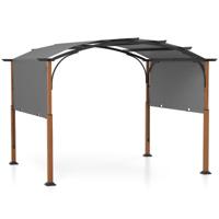 300 x 360 cm Uitschuifbare Pergola voor Buiten Metalen Pergola in de Vorm van Een Boog met Uitschuifbare Luifel-Grijs