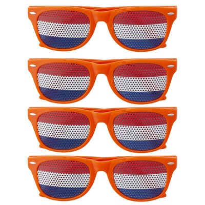 4x stuks oranje thema Koningsdag feest/party bril voor volwassenen