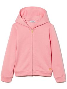 Dolce & Gabbana Kids hoodie zippé à patch logo - Rose