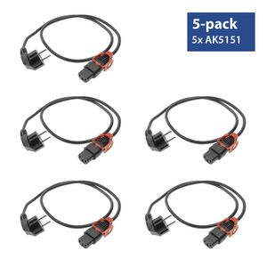 ACT AK5326 Netsnoer CEE 7/7 Male (haaks)/C13 IEC-Lock+ | Zwart | 2 meter | EL332S | 5-Pack