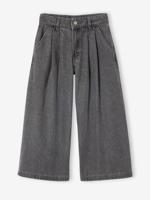 Wijde jeans met plooien voor meisjes denimgrijs