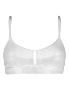 Karl Lagerfeld soutien-gorge en dentelle à logo strassé - Blanc