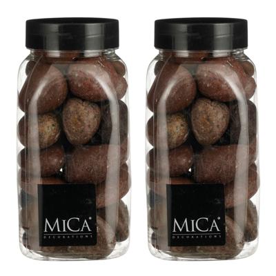 Mica Decorations decoratie stenen - 2x - 650ml - groot - bruin mix - hobby steentjes