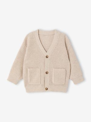 Essentieel vestje voor babyjongens met V-hals ecru