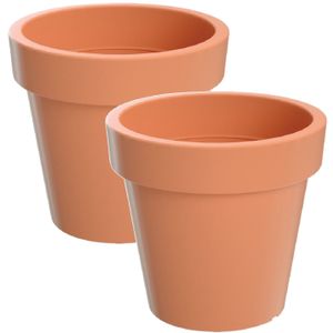 3x Kunststof bloempotten/plantenpotten 20 cm terracotta