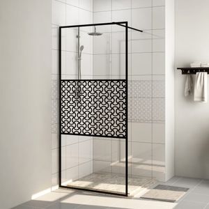 VidaXL Inloopdouchewand 80x195 cm esg-glas transparant en zwart