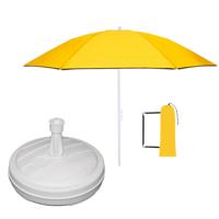 Tuin parasol - met vulbare parasolvoet in wit - doek geel - D160 cm - polyester