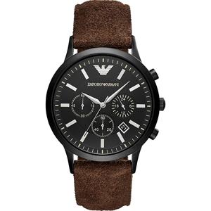 Emporio Armani Heren Renato AR11078 zwart leer Japans quartz modehorloge 43 mm AR11078