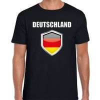 Duitsland landen supporter t-shirt met Duitse vlag schild zwart heren - thumbnail