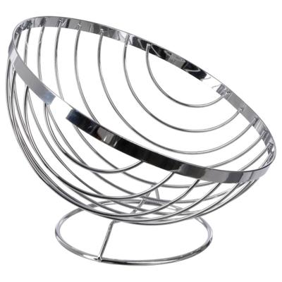 Secret de Gourmet Fruitschaal / fruitmand - op voet - metaal - 24 x 21 cm - zilver - Draadmand