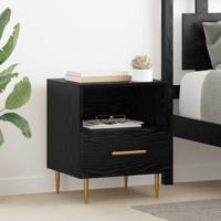 Nachtkastje met lade 2 pcs Zwart 40 x 35 x 47,5 cm Bewerkt hout