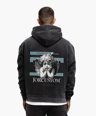 Jorcustom Fleece Angel 2.0 Oversized Hoodie Heren Donkergrijs - Maat XS - Kleur: Donkergrijs | Soccerfanshop