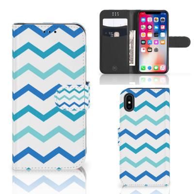 Apple iPhone X | Xs | Telefoon Hoesje | Zigzag Blauw