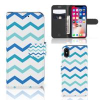 Apple iPhone X | Xs | Telefoon Hoesje | Zigzag Blauw