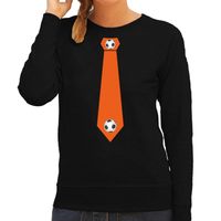 Zwarte sweater / trui Holland / Nederland supporter oranje voetbal stropdas EK/ WK voor dames - thumbnail