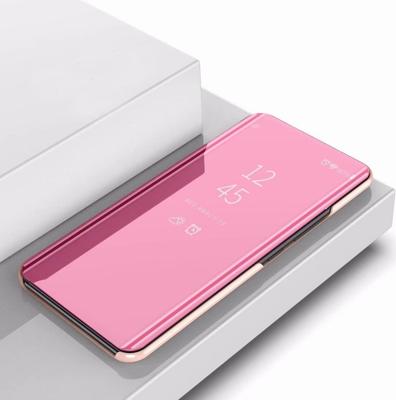 Plating spiegel links en rechts Flip cover met beugel holster voor iPhone 11 (Rose Gold)