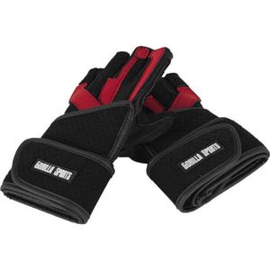 Gorilla Sports Luxe Fitness Handschoenen - Leer - met polsbandage - S