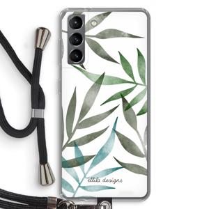 Tropical watercolor leaves: Samsung Galaxy S21 Transparant Hoesje met koord