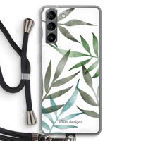 Tropical watercolor leaves: Samsung Galaxy S21 Transparant Hoesje met koord - thumbnail