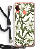 Wit bloemenpatroon: Samsung Galaxy A20e Transparant Hoesje met koord