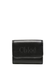 Chloé portefeuille pliant à logo brodé - Noir