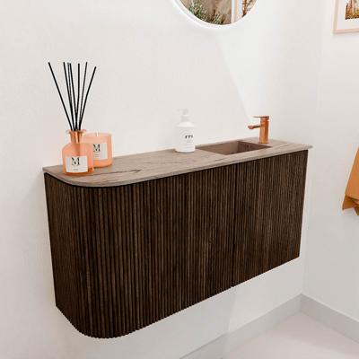Toiletmeubel Mondiaz Joya Dlux | 81.6 cm | Meubelkleur Walnut | Faye wastafel Arena Wasbak Rechts | 1 kraangat