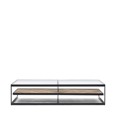 Rivièra Maison Salontafel 'Graydon' Essenhout en Glas, 180 x 80cm