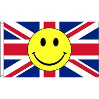 Engelse vlag met smiley 90 x 150 cm - thumbnail