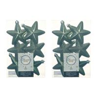 Decoris kersthanger sterren - 18x st - mosgroen - 7 cm - kunststof - kerstornamenten
