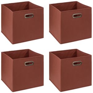 Set van 6x opbergmand/kastmand 29 liter steenrood linnen 31 x 31 x 31 cm