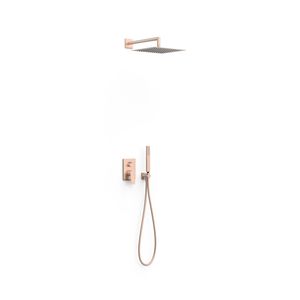 Regendouche set Tres Project | Inbouw | Mengkraan | 2-weg | Vierkant | 24k Rose goud mat
