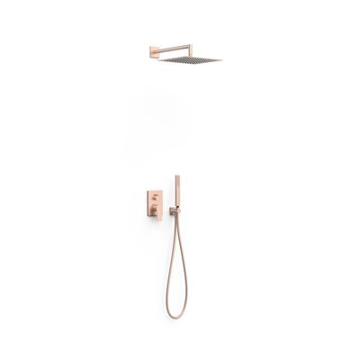 Regendouche set Tres Project | Inbouw | Mengkraan | 2-weg | Vierkant | 24k Rose goud mat