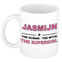 Naam cadeau mok/ beker Jasmijn The woman, The myth the supergirl 300 ml   - - thumbnail