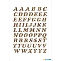 Herma Stickervelletjes met 61x stuks plak letters - alfabet A tot Z - goud/folie - 8 mm   -