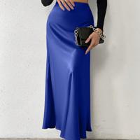 Bon&Bon Leopard Print Maxi Skirt - Coffee Brown Elegant Straight Skirt Royal Blue / S