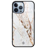 iPhone 13 Pro Max glazen hardcase - Marmer goud - thumbnail