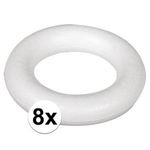 Piepschuim ring/krans - 8x - wit - 22 cm - styropor - hobby figuren - DIY - knutselen