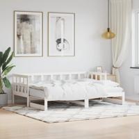 Slaapbank met onderschuifbed 80x200 cm massief grenenhout wit