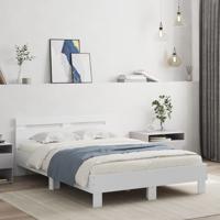 Bedframe met hoofdeinde bewerkt hout wit 120x190 cm