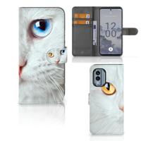 Nokia X30 | Telefoonhoesje | Met pasjeshouder | Witte Kat