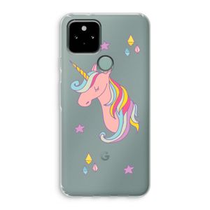 Roze eenhoorn: Google Pixel 5 Transparant Hoesje