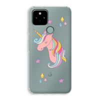 Roze eenhoorn: Google Pixel 5 Transparant Hoesje
